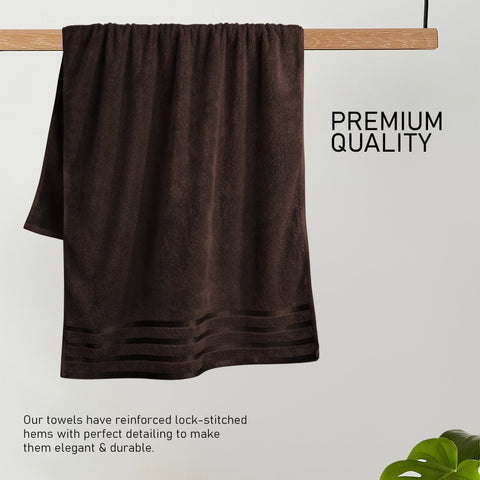 OLIVIA ROCCO Belmont Viscose Stripe Brown Towels 100% Cotton Hotel Quality Super Absorbent 10 Piece Bale Set Includes 4 Hand Towels And 12 Face Cloths
