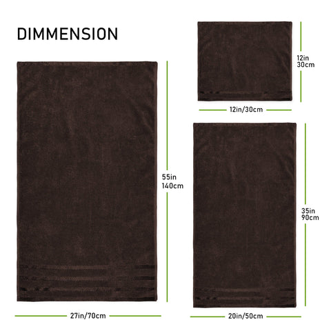 OLIVIA ROCCO Belmont Viscose Stripe Brown Towels 100% Cotton Hotel Quality Super Absorbent 10 Piece Bale Set Includes 4 Hand Towels And 12 Face Cloths