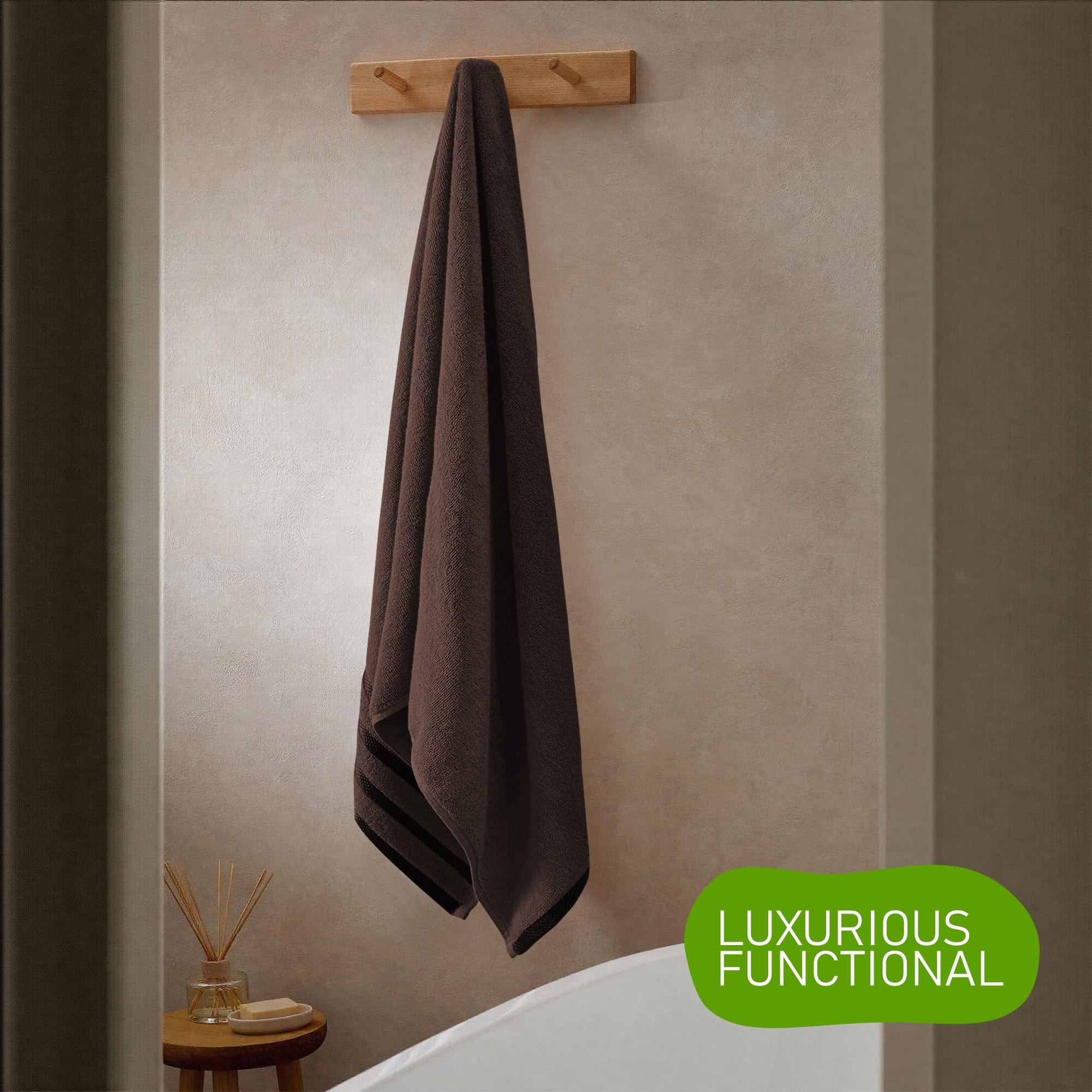 OLIVIA ROCCO Belmont Viscose Stripe Brown Towels 100% Cotton Hotel Quality Super Absorbent 10 Piece Bale Set Includes 4 Hand Towels And 12 Face Cloths