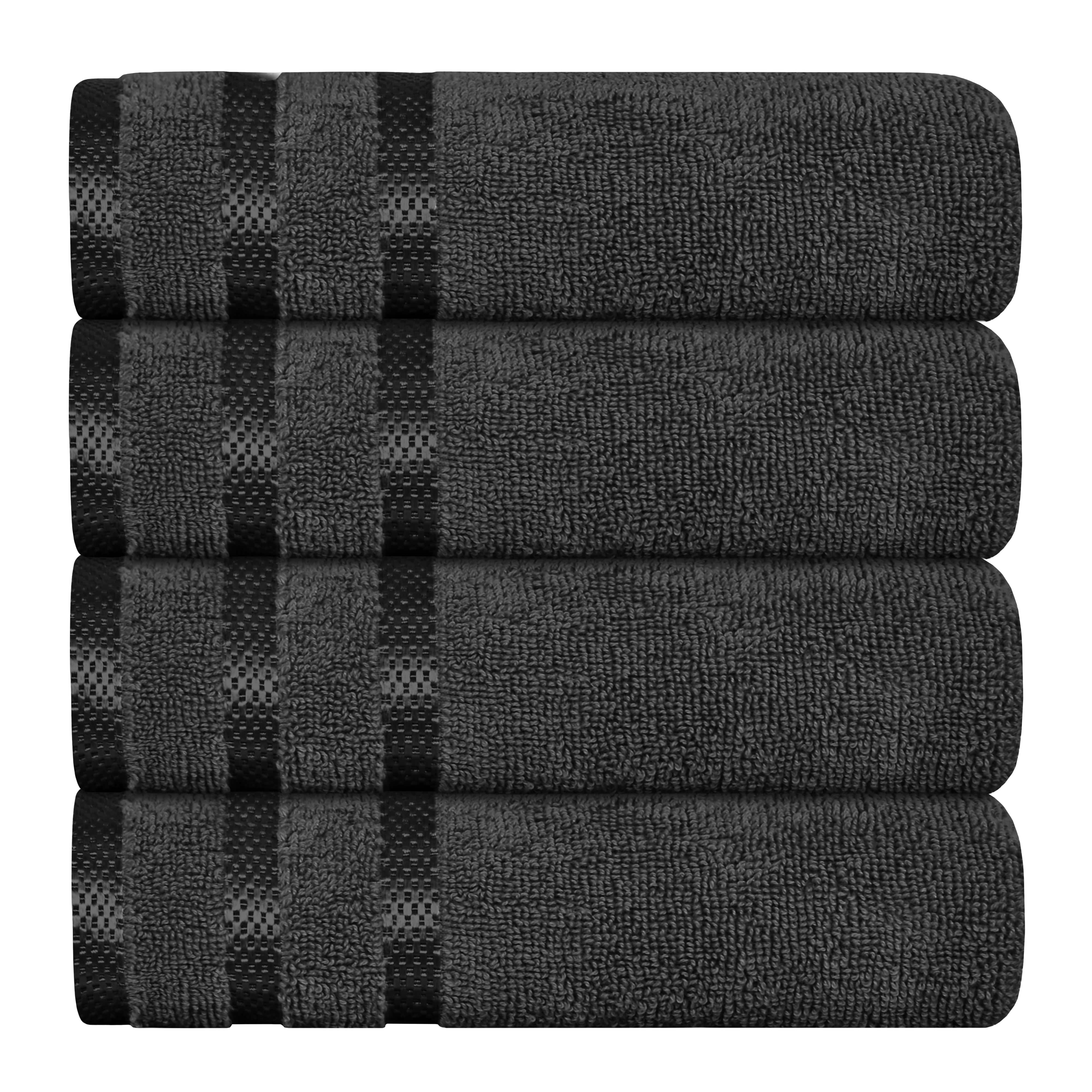 OLIVIA ROCCO Belmont Viscose Stripe Grey Towels 100 Percent Cotton Hotel Quality Super Absorbent 10 Piece Bale Set 4 Hand Towels 12 Face Cloths