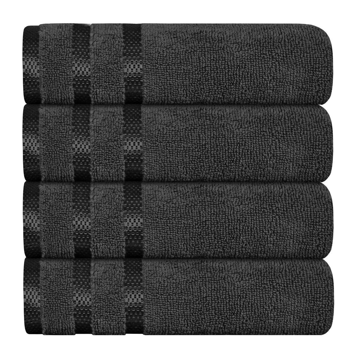 OLIVIA ROCCO Belmont Viscose Stripe Grey Towels 100 Percent Cotton Hotel Quality Super Absorbent 10 Piece Bale Set 4 Hand Towels 12 Face Cloths