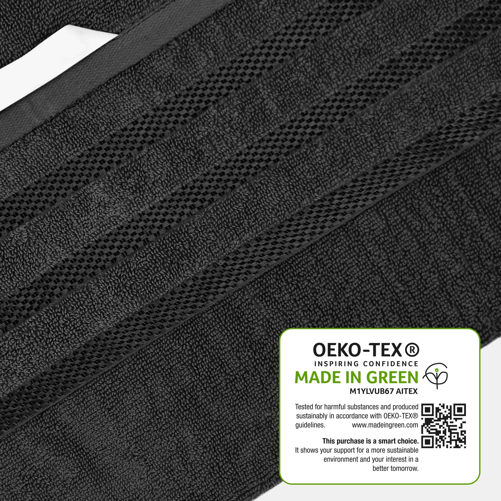 OLIVIA ROCCO Belmont Viscose Stripe Grey Towels 100 Percent Cotton Hotel Quality Super Absorbent 10 Piece Bale Set 4 Hand Towels 12 Face Cloths