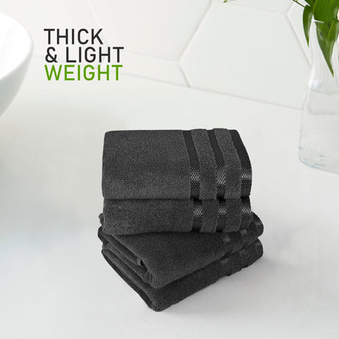 OLIVIA ROCCO Belmont Viscose Stripe Grey Towels 100 Percent Cotton Hotel Quality Super Absorbent 10 Piece Bale Set 4 Hand Towels 12 Face Cloths