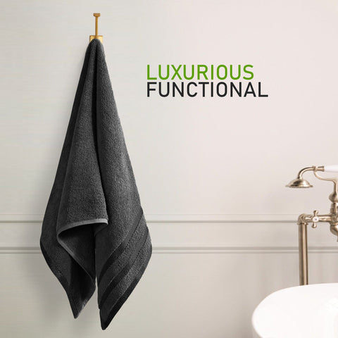 OLIVIA ROCCO Belmont Viscose Stripe Grey Towels 100 Percent Cotton Hotel Quality Super Absorbent 10 Piece Bale Set 4 Hand Towels 12 Face Cloths