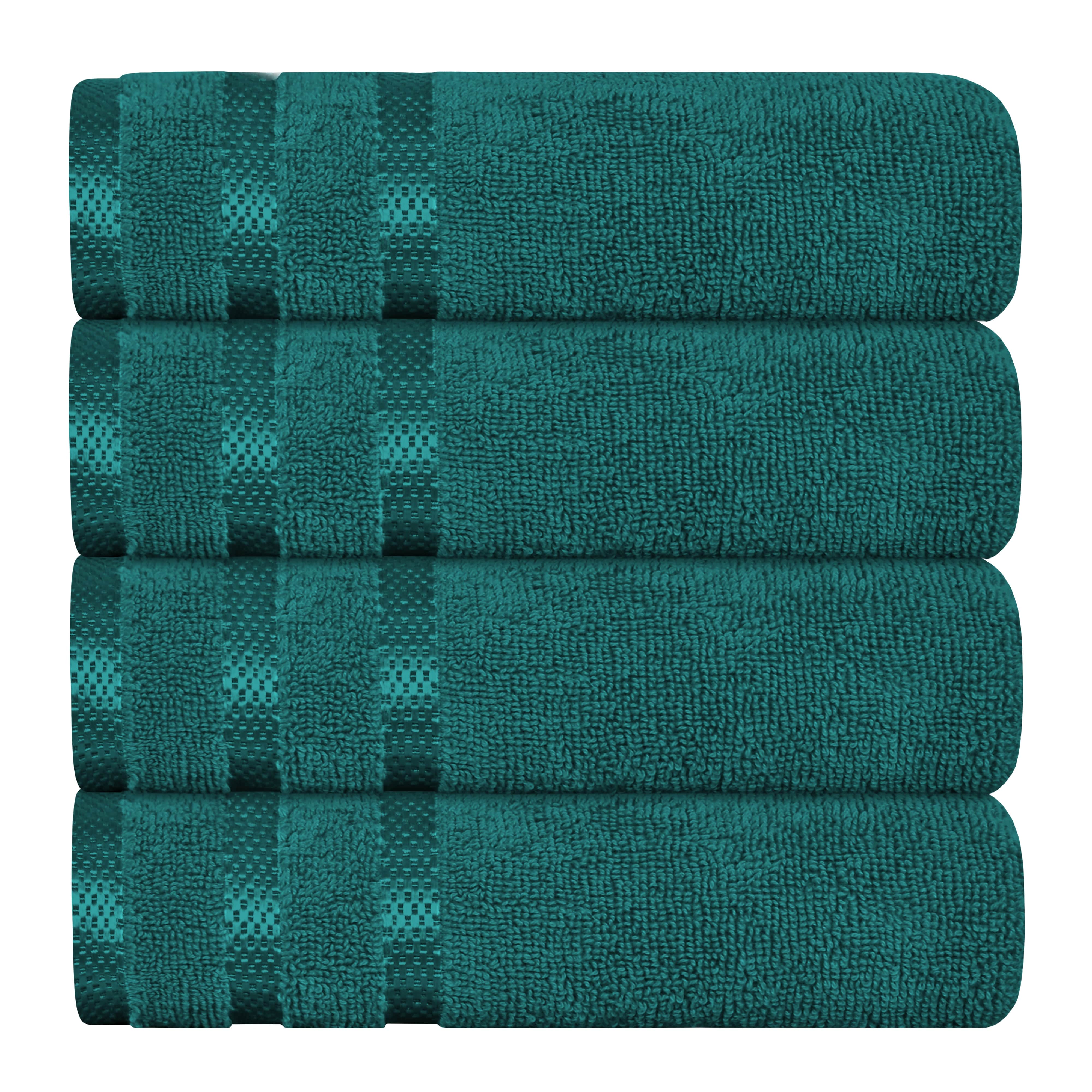 OLIVIA ROCCO Belmont Viscose Stripe Jade Green Towels 100% Cotton Hotel Quality Super Absorbent 10 Piece Bale Set 4 Hand Towels And 12 Face Cloths