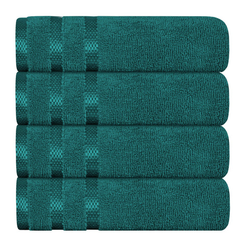 OLIVIA ROCCO Belmont Viscose Stripe Jade Green Towels 100% Cotton Hotel Quality Super Absorbent 10 Piece Bale Set 4 Hand Towels And 12 Face Cloths