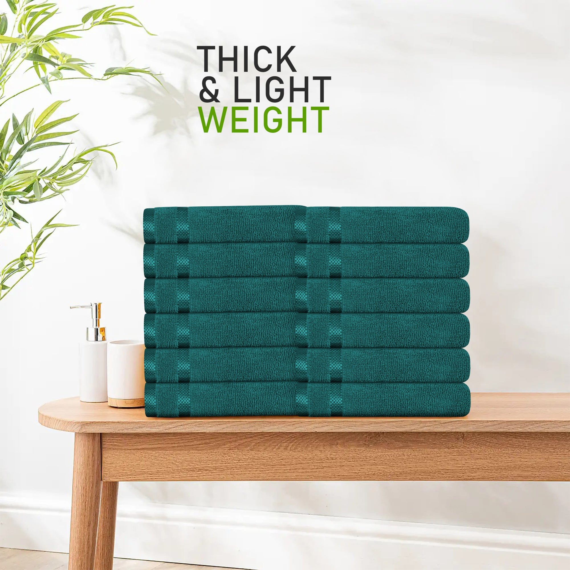 OLIVIA ROCCO Belmont Viscose Stripe Jade Green Towels 100% Cotton Hotel Quality Super Absorbent 10 Piece Bale Set 4 Hand Towels And 12 Face Cloths