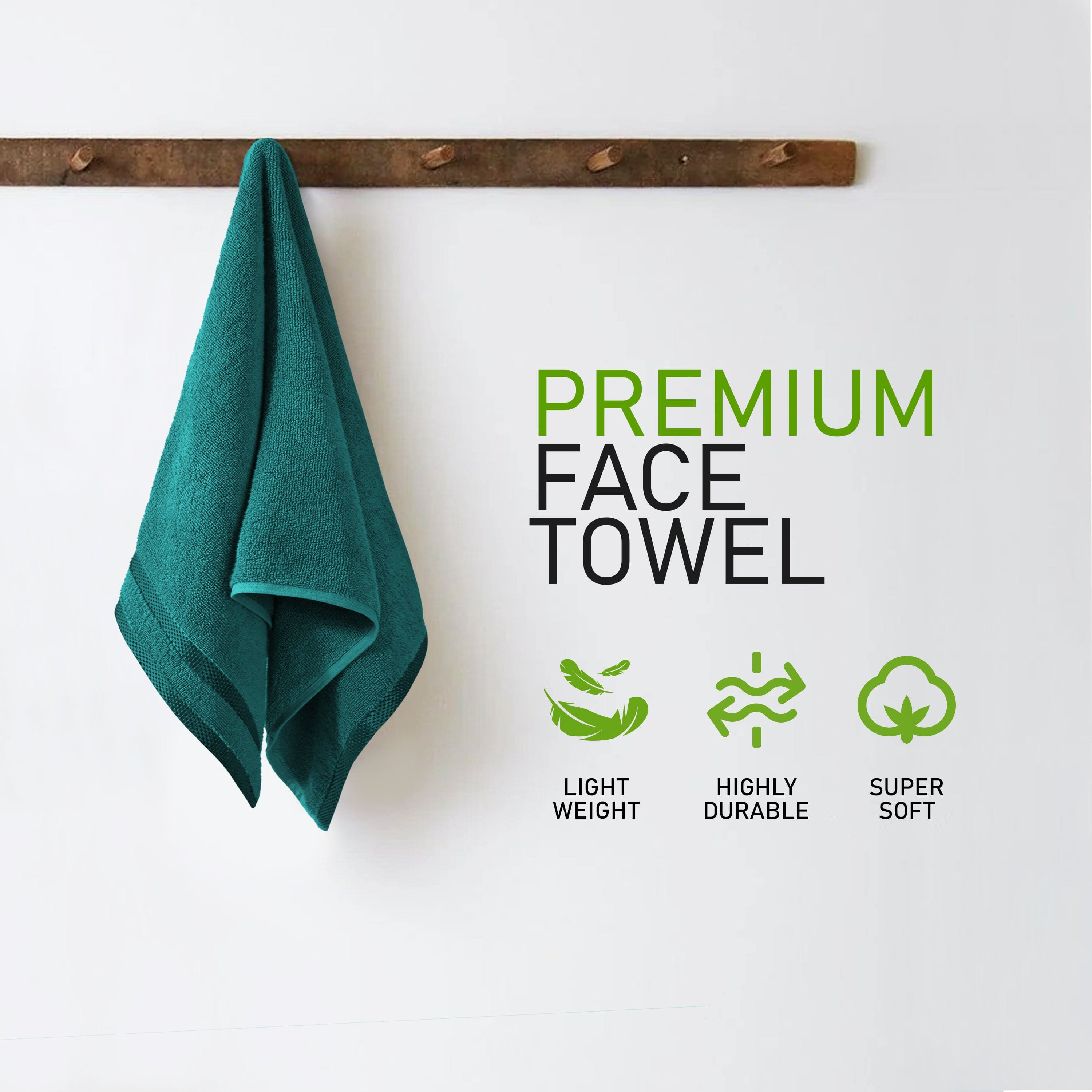 OLIVIA ROCCO Belmont Viscose Stripe Jade Green Towels 100% Cotton Hotel Quality Super Absorbent 10 Piece Bale Set 4 Hand Towels And 12 Face Cloths