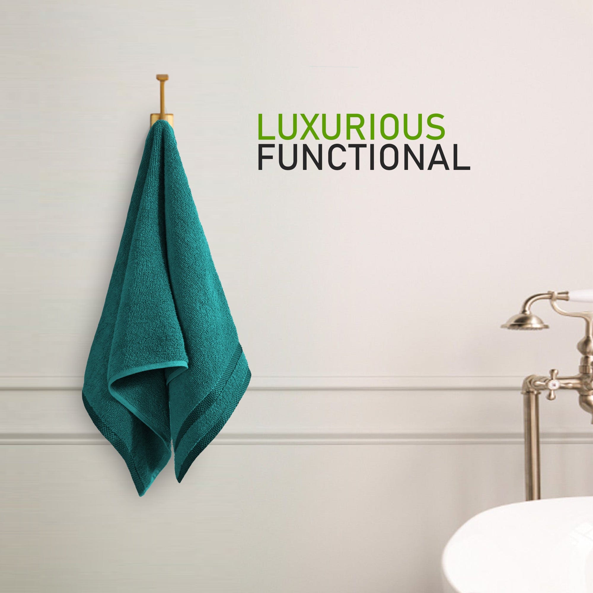 OLIVIA ROCCO Belmont Viscose Stripe Jade Green Towels 100% Cotton Hotel Quality Super Absorbent 10 Piece Bale Set 4 Hand Towels And 12 Face Cloths