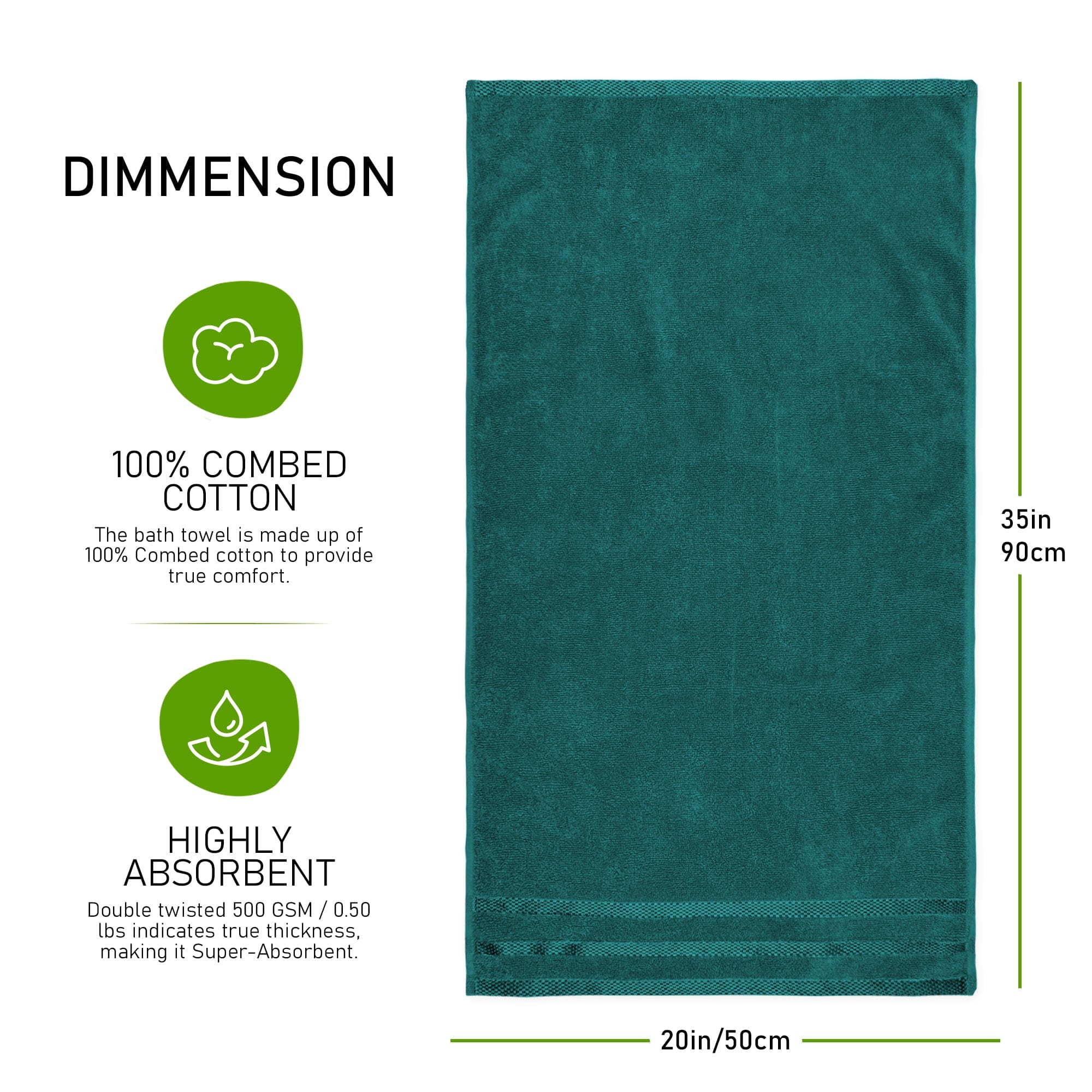 OLIVIA ROCCO Belmont Viscose Stripe Jade Green Towels 100% Cotton Hotel Quality Super Absorbent 10 Piece Bale Set 4 Hand Towels And 12 Face Cloths