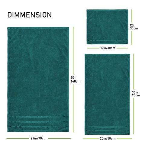 OLIVIA ROCCO Belmont Viscose Stripe Jade Green Towels 100% Cotton Hotel Quality Super Absorbent 10 Piece Bale Set 4 Hand Towels And 12 Face Cloths