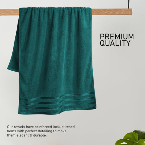 OLIVIA ROCCO Belmont Viscose Stripe Jade Green Towels 100% Cotton Hotel Quality Super Absorbent 10 Piece Bale Set 4 Hand Towels And 12 Face Cloths