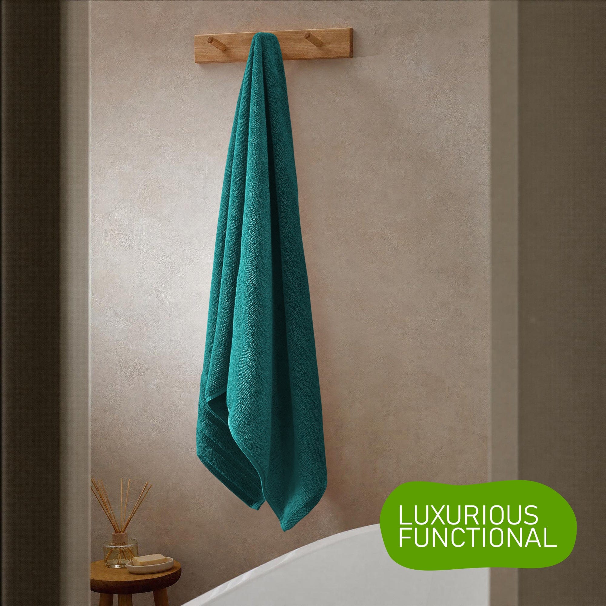 OLIVIA ROCCO Belmont Viscose Stripe Jade Green Towels 100% Cotton Hotel Quality Super Absorbent 10 Piece Bale Set 4 Hand Towels And 12 Face Cloths