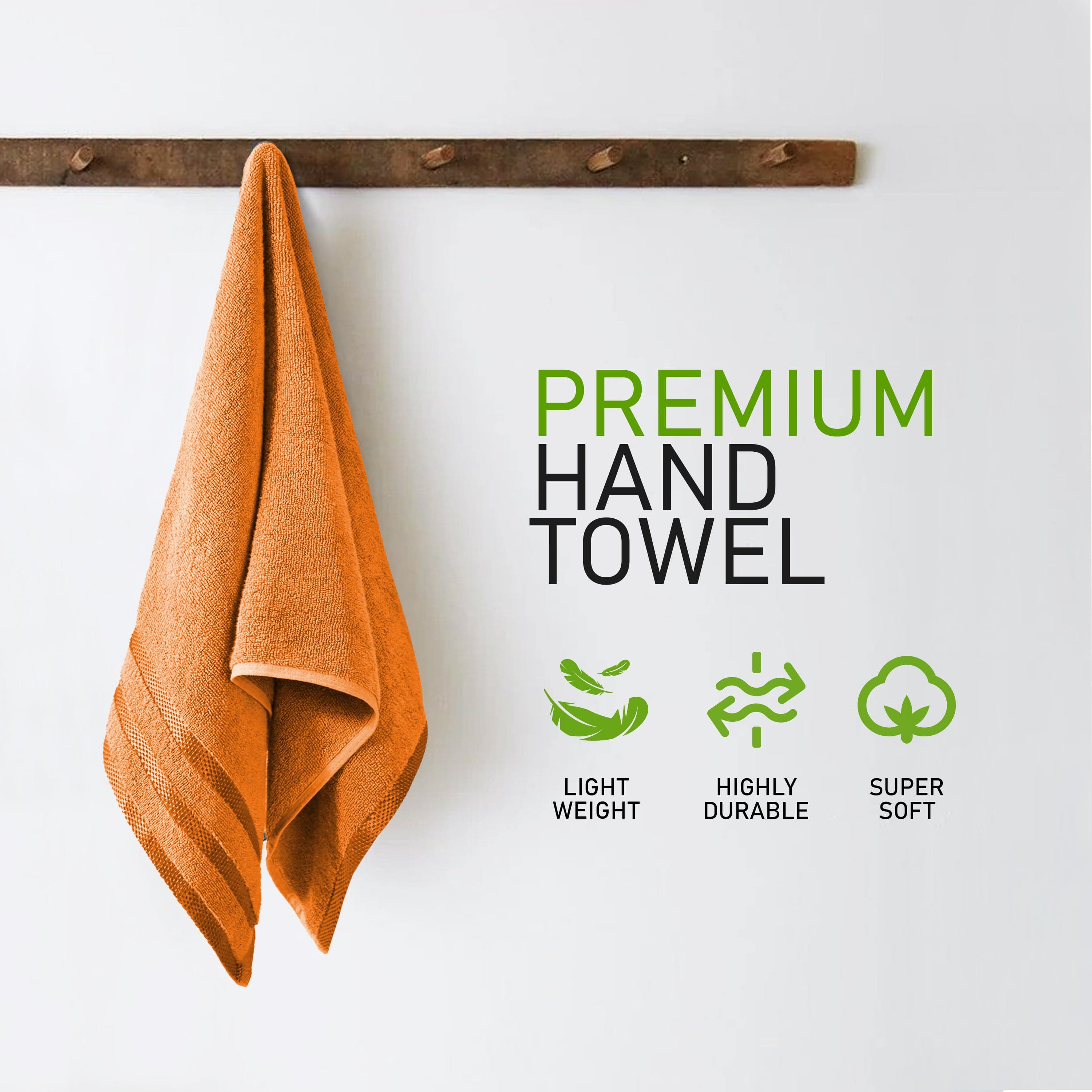 OLIVIA ROCCO Belmont Viscose Stripe Orange Towels 100% Cotton Hotel Quality Super Absorbent 10 Piece Bale Set, 4 Hand Towels