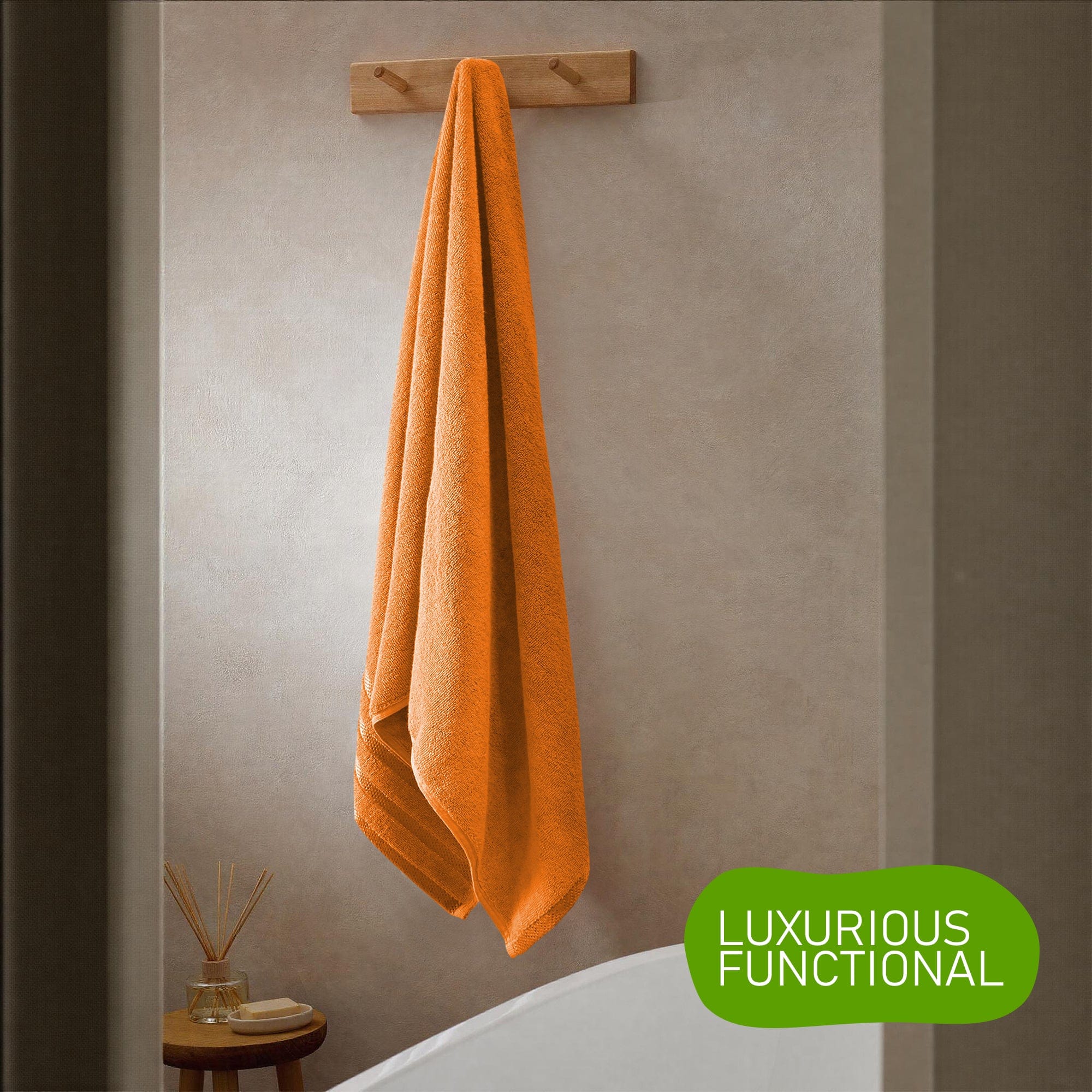 OLIVIA ROCCO Belmont Viscose Stripe Orange Towels 100% Cotton Hotel Quality Super Absorbent 10 Piece Bale Set, 4 Hand Towels
