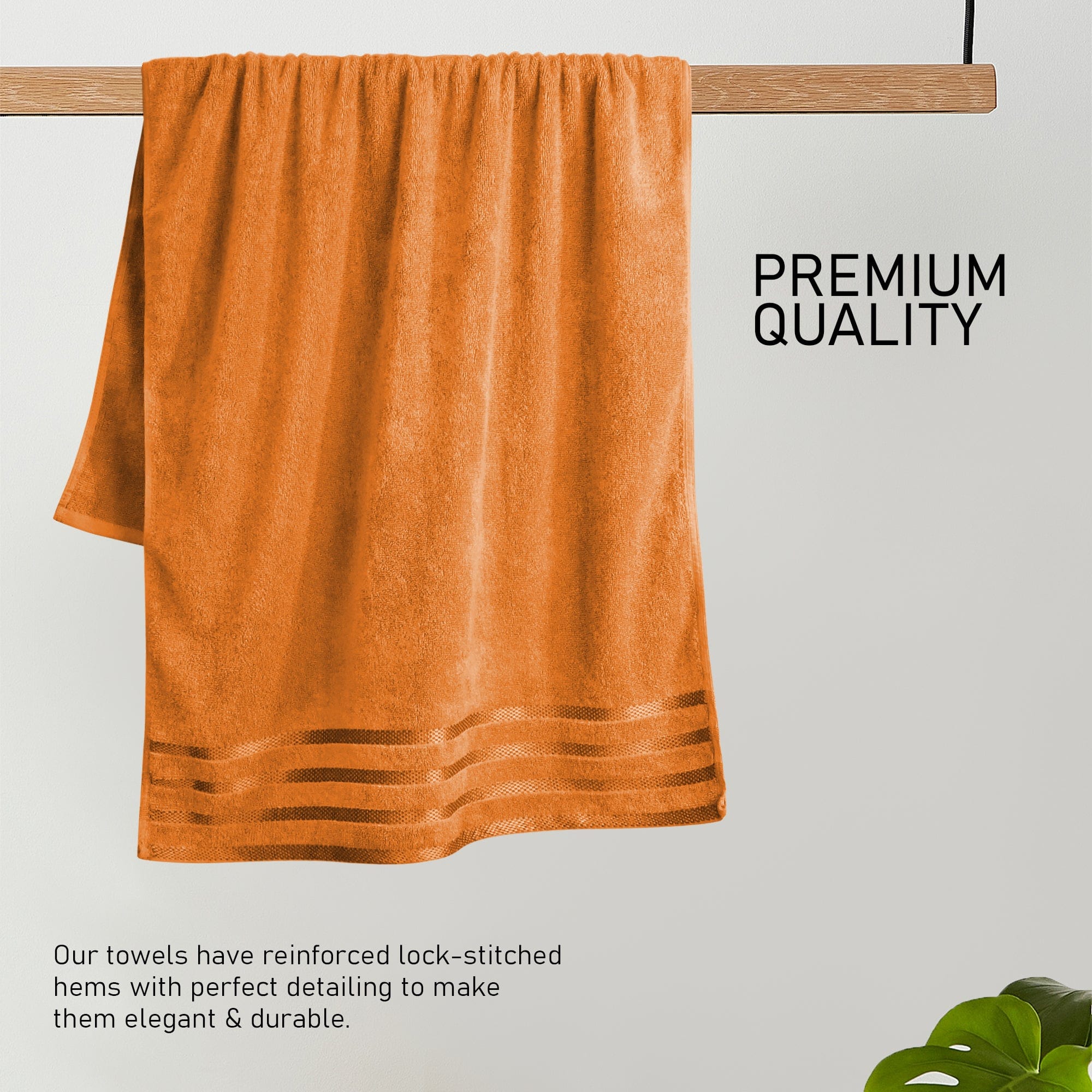 OLIVIA ROCCO Belmont Viscose Stripe Orange Towels 100% Cotton Hotel Quality Super Absorbent 10 Piece Bale Set, 4 Hand Towels