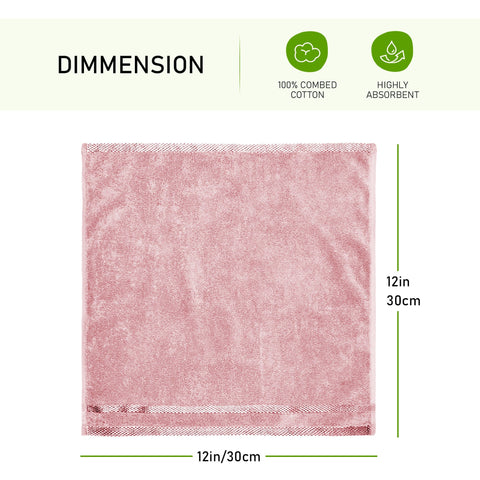 OLIVIA ROCCO Belmont Viscose Stripe Pink Towels 100 Percent Cotton Hotel Quality Super Absorbent 10 Piece Bale Set 4 Hand Towels 12 Face Cloths