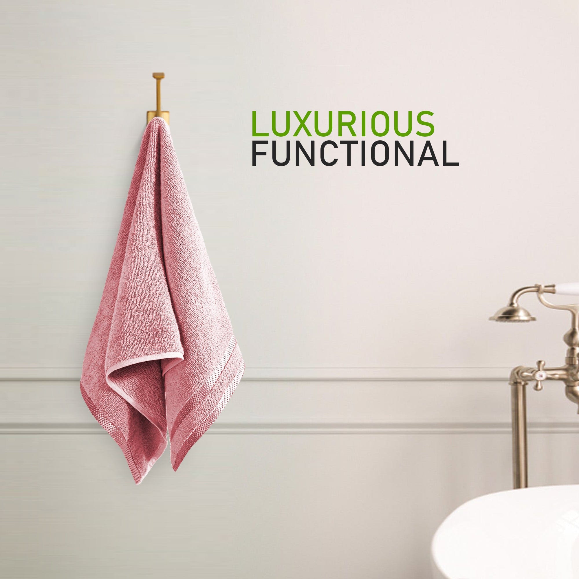 OLIVIA ROCCO Belmont Viscose Stripe Pink Towels 100 Percent Cotton Hotel Quality Super Absorbent 10 Piece Bale Set 4 Hand Towels 12 Face Cloths