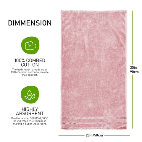 OLIVIA ROCCO Belmont Viscose Stripe Pink Towels 100 Percent Cotton Hotel Quality Super Absorbent 10 Piece Bale Set 4 Hand Towels 12 Face Cloths