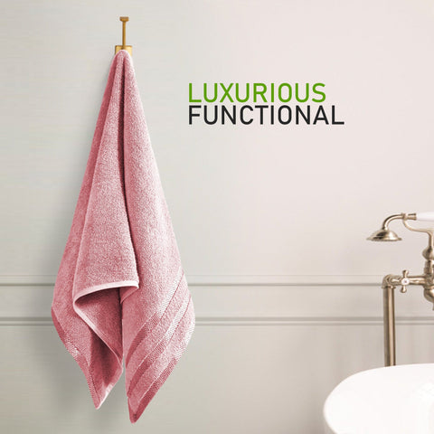 OLIVIA ROCCO Belmont Viscose Stripe Pink Towels 100 Percent Cotton Hotel Quality Super Absorbent 10 Piece Bale Set 4 Hand Towels 12 Face Cloths