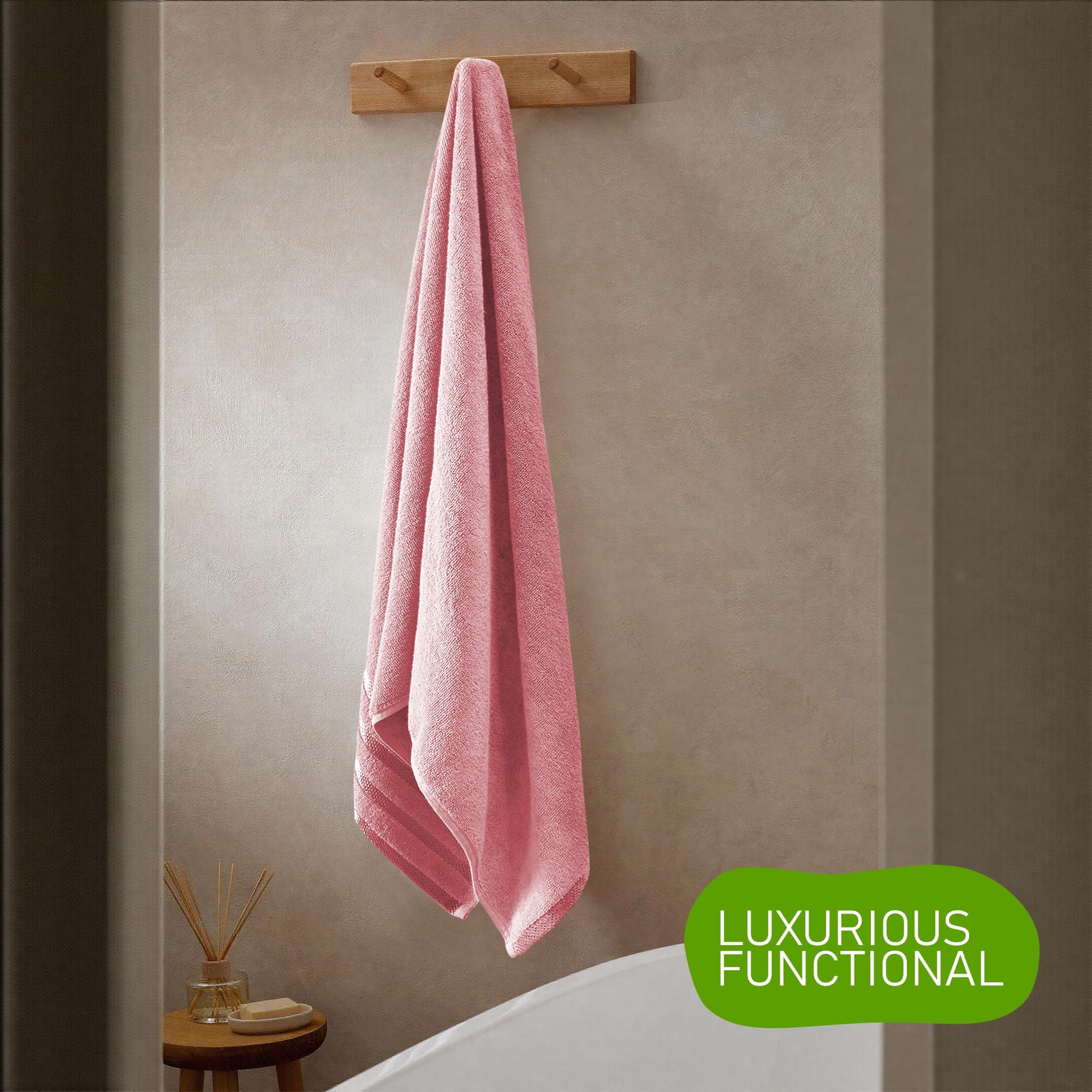 OLIVIA ROCCO Belmont Viscose Stripe Pink Towels 100 Percent Cotton Hotel Quality Super Absorbent 10 Piece Bale Set 4 Hand Towels 12 Face Cloths