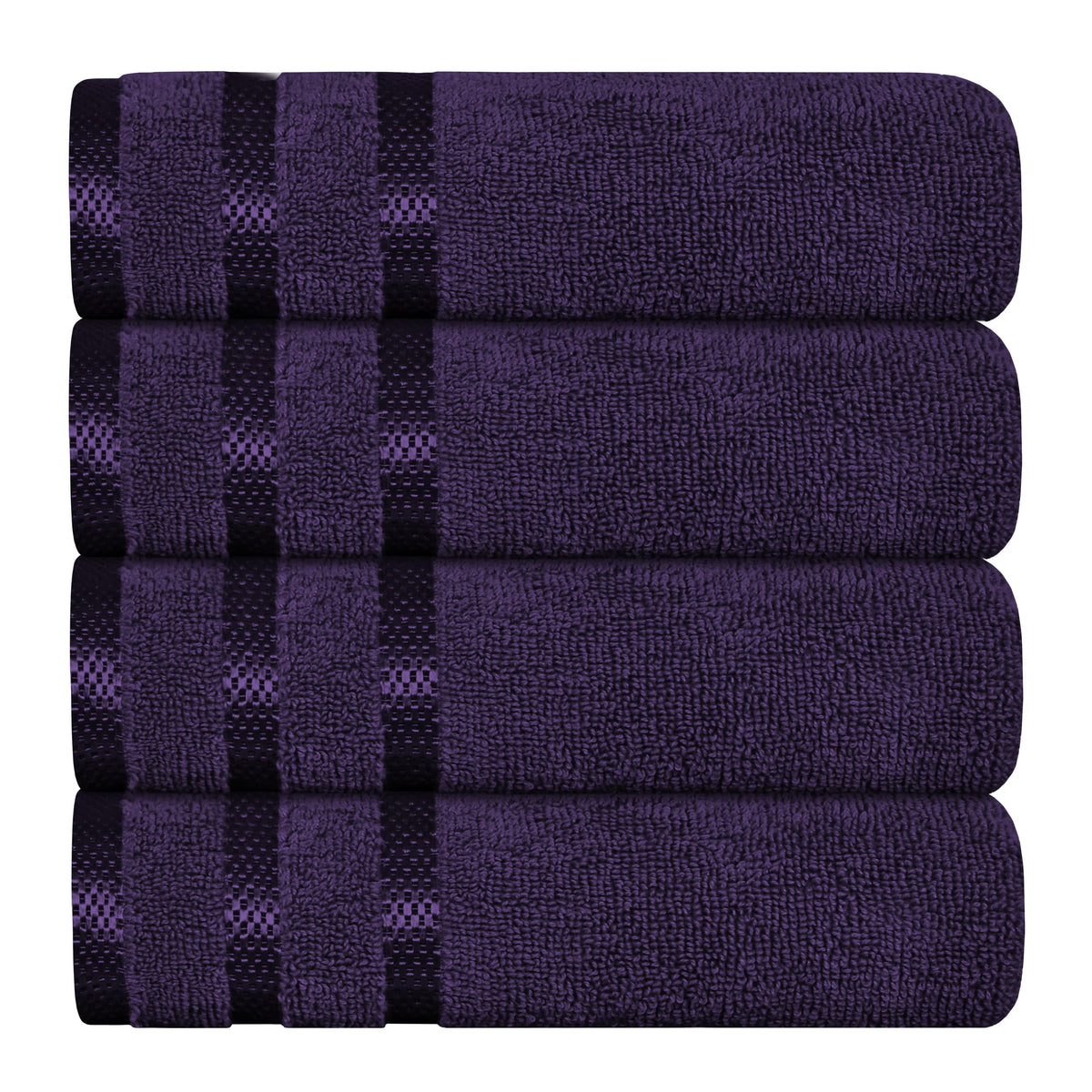 OLIVIA ROCCO Belmont Viscose Stripe Purple Towels 100 Percent Cotton Hotel Quality Super Absorbent 10 Piece Bale Set 4 Hand Towels 12 Face Cloths