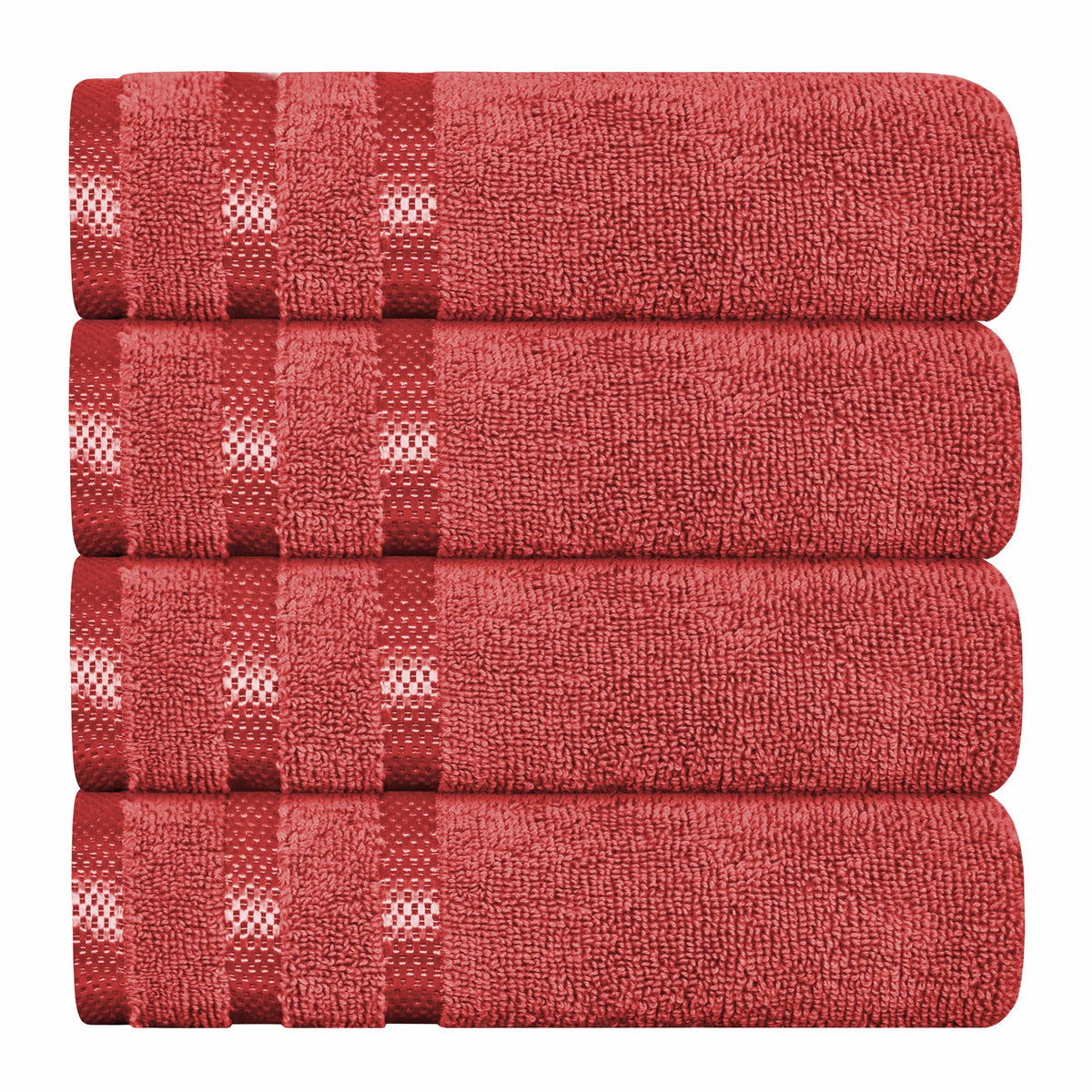 OLIVIA ROCCO Belmont Viscose Stripe Red Towels 100 Percent Cotton Hotel Quality Super Absorbent 10 Piece Bale Set 4 Hand Towel And 12 Face Cloths