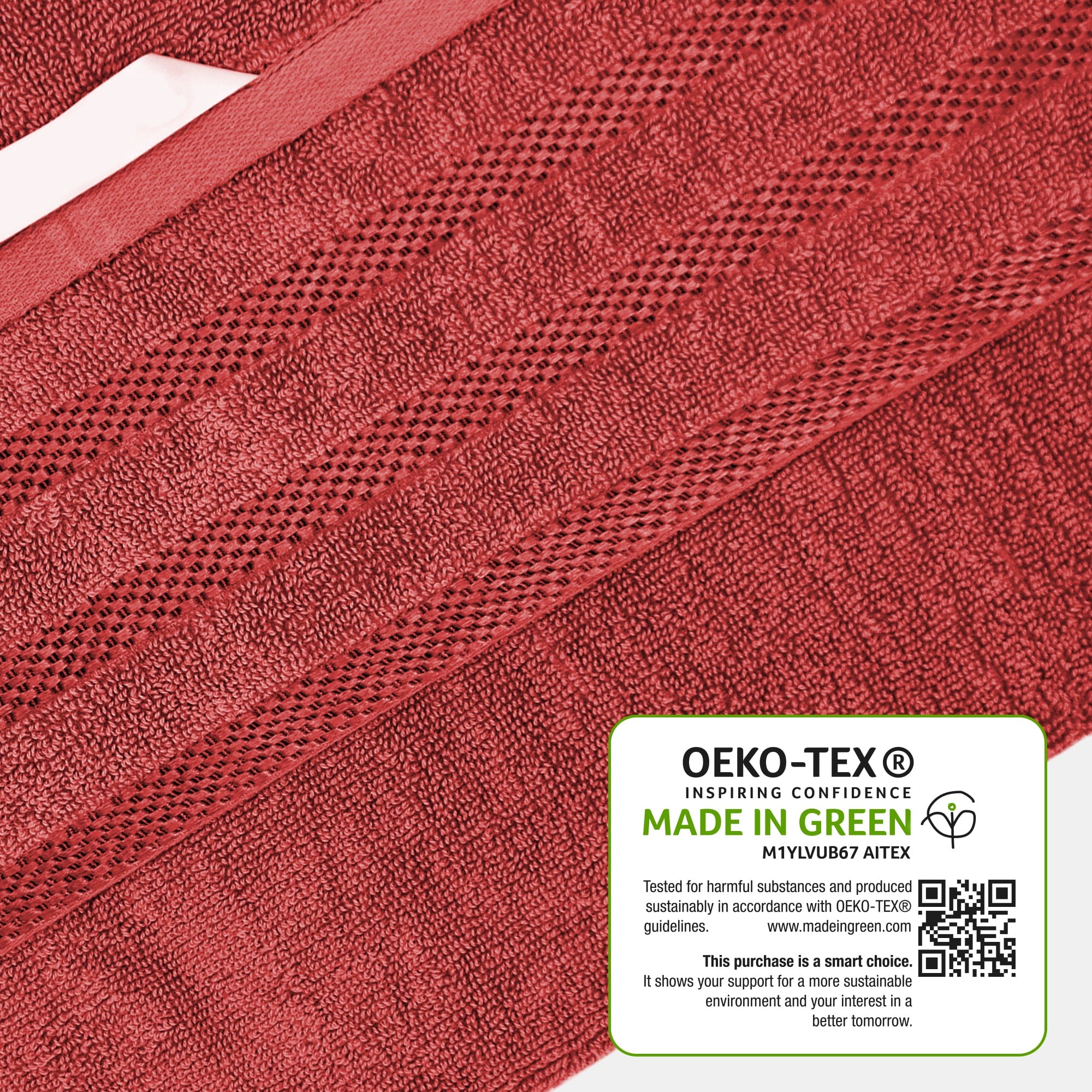 OLIVIA ROCCO Belmont Viscose Stripe Red Towels 100 Percent Cotton Hotel Quality Super Absorbent 10 Piece Bale Set 4 Hand Towel And 12 Face Cloths
