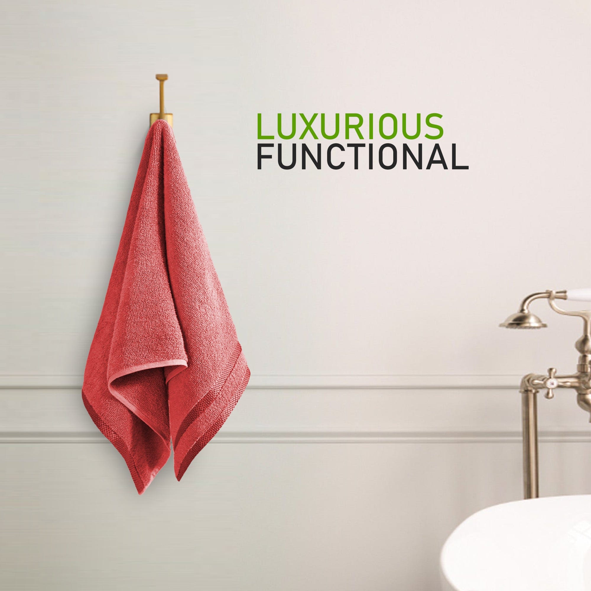 OLIVIA ROCCO Belmont Viscose Stripe Red Towels 100 Percent Cotton Hotel Quality Super Absorbent 10 Piece Bale Set 4 Hand Towel And 12 Face Cloths