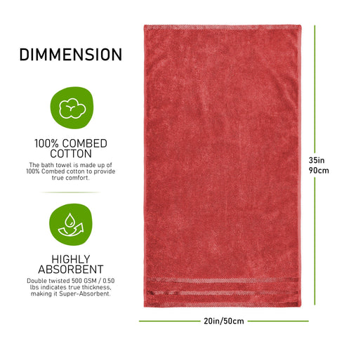 OLIVIA ROCCO Belmont Viscose Stripe Red Towels 100 Percent Cotton Hotel Quality Super Absorbent 10 Piece Bale Set 4 Hand Towel And 12 Face Cloths