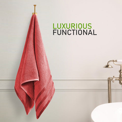 OLIVIA ROCCO Belmont Viscose Stripe Red Towels 100 Percent Cotton Hotel Quality Super Absorbent 10 Piece Bale Set 4 Hand Towel And 12 Face Cloths