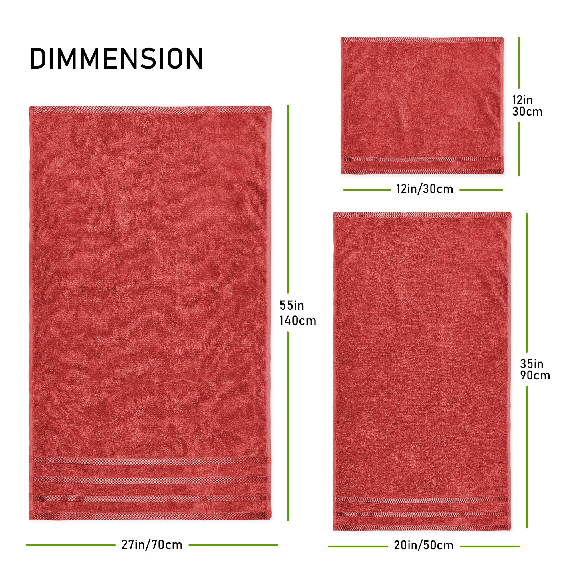 OLIVIA ROCCO Belmont Viscose Stripe Red Towels 100 Percent Cotton Hotel Quality Super Absorbent 10 Piece Bale Set 4 Hand Towel And 12 Face Cloths