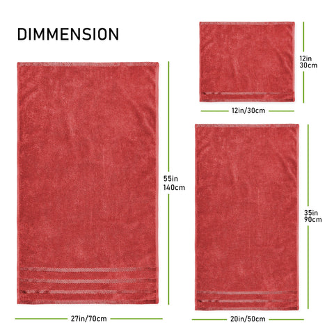OLIVIA ROCCO Belmont Viscose Stripe Red Towels 100 Percent Cotton Hotel Quality Super Absorbent 10 Piece Bale Set 4 Hand Towel And 12 Face Cloths