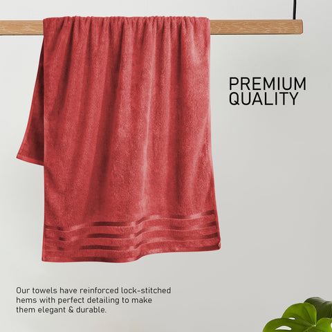 OLIVIA ROCCO Belmont Viscose Stripe Red Towels 100 Percent Cotton Hotel Quality Super Absorbent 10 Piece Bale Set 4 Hand Towel And 12 Face Cloths