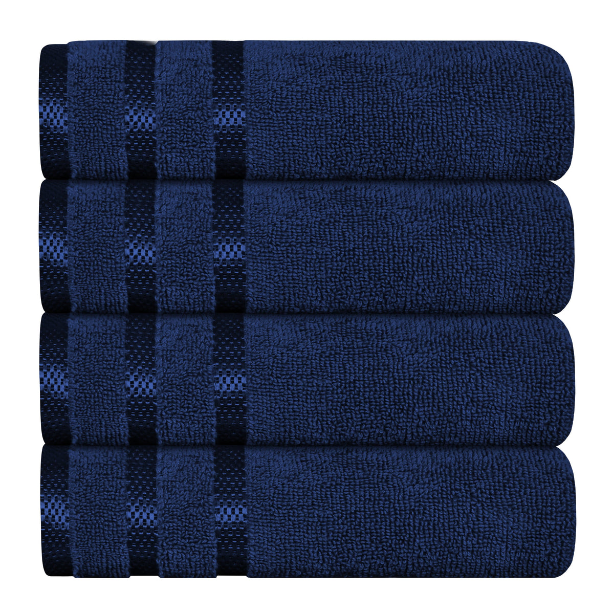 OLIVIA ROCCO Belmont Viscose Stripe Royal Blue Towels 100 Percent Cotton Hotel Quality 10 Piece Bale Set Includes 4 Hand Towels And 12 Face Cloths