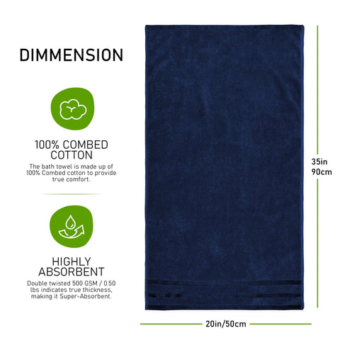 OLIVIA ROCCO Belmont Viscose Stripe Royal Blue Towels 100 Percent Cotton Hotel Quality 10 Piece Bale Set Includes 4 Hand Towels And 12 Face Cloths