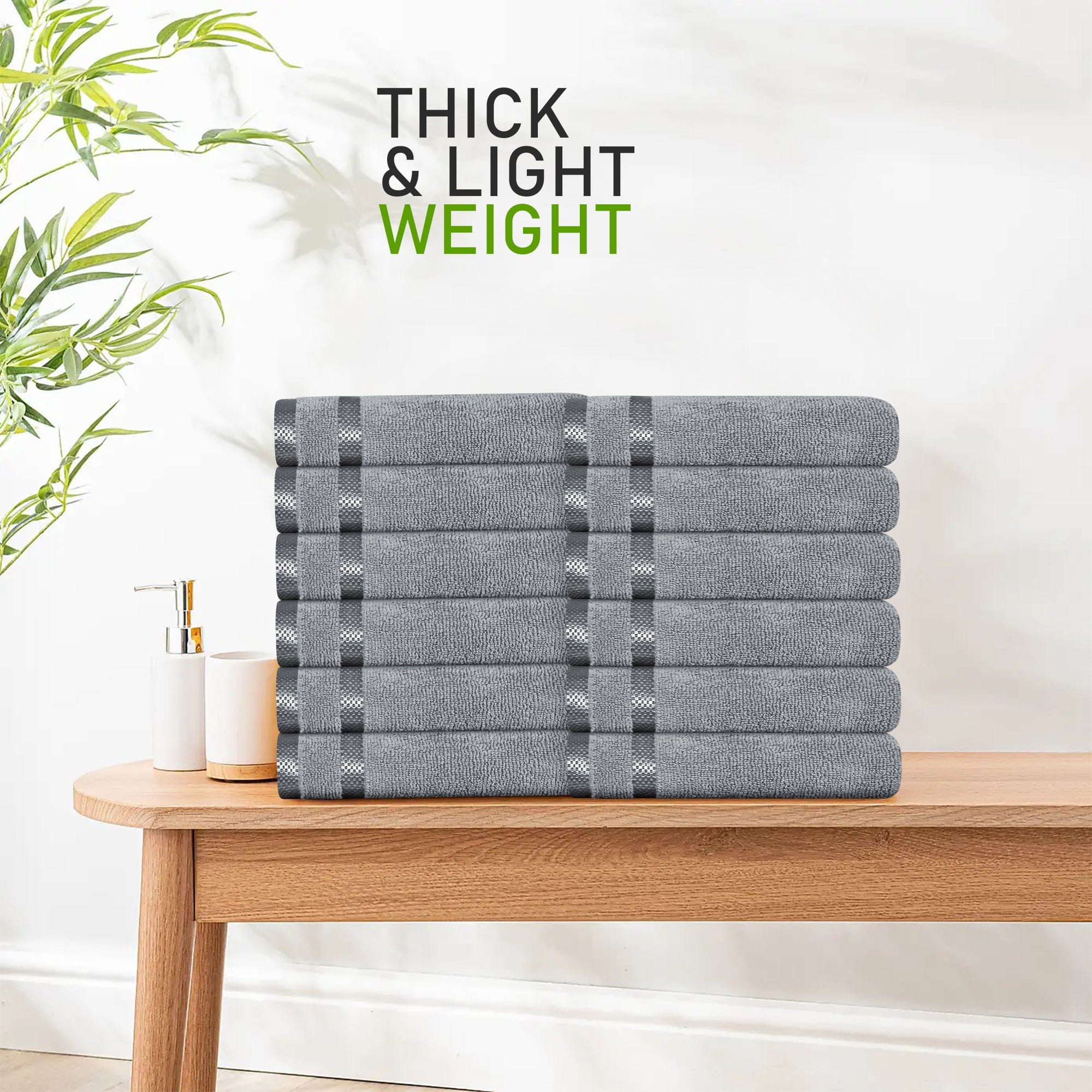 OLIVIA ROCCO Belmont Viscose Stripe Silver Towels 100 Percent Cotton Quality Super Absorbent 10 Piece Bale Set with 4 Hand Towels and 12 Face Cloths