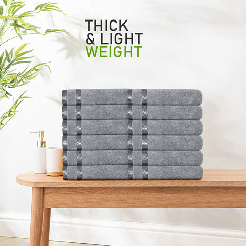 OLIVIA ROCCO Belmont Viscose Stripe Silver Towels 100 Percent Cotton Quality Super Absorbent 10 Piece Bale Set with 4 Hand Towels and 12 Face Cloths