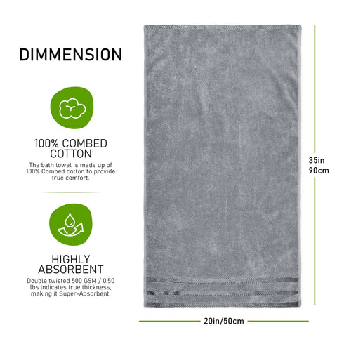 OLIVIA ROCCO Belmont Viscose Stripe Silver Towels 100 Percent Cotton Quality Super Absorbent 10 Piece Bale Set with 4 Hand Towels and 12 Face Cloths