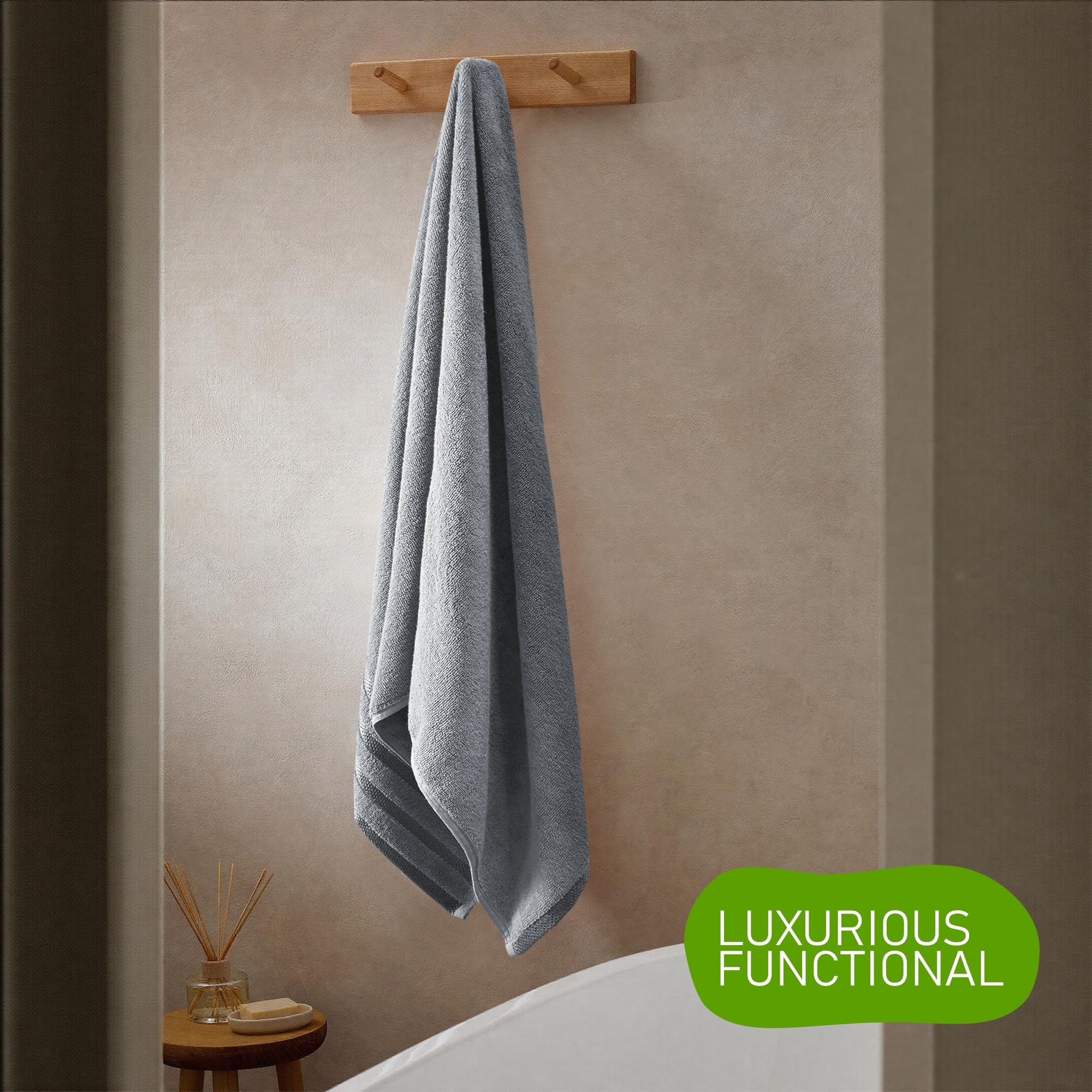 OLIVIA ROCCO Belmont Viscose Stripe Silver Towels 100 Percent Cotton Quality Super Absorbent 10 Piece Bale Set with 4 Hand Towels and 12 Face Cloths