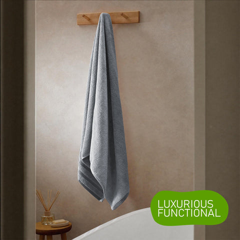 OLIVIA ROCCO Belmont Viscose Stripe Silver Towels 100 Percent Cotton Quality Super Absorbent 10 Piece Bale Set with 4 Hand Towels and 12 Face Cloths