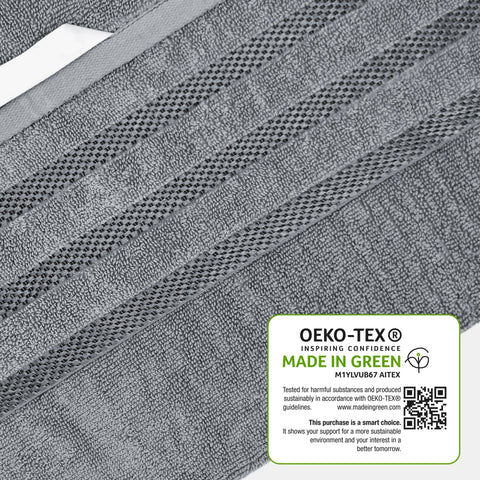 OLIVIA ROCCO Belmont Viscose Stripe Silver Towels 100 Percent Cotton Quality Super Absorbent 10 Piece Bale Set with 4 Hand Towels and 12 Face Cloths