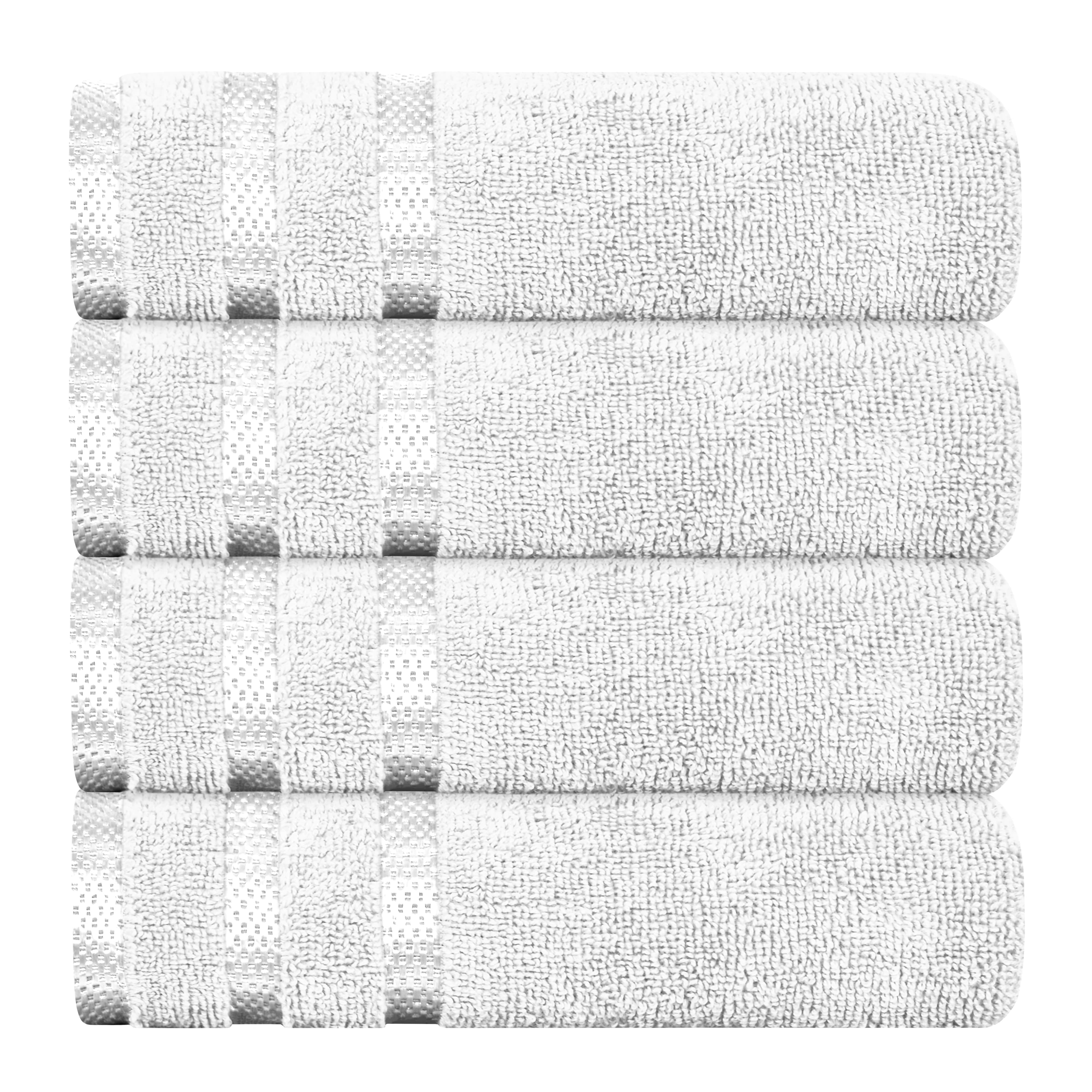 OLIVIA ROCCO Belmont Viscose Stripe White Towels 100 Percent Cotton Hotel Quality Super Absorbent 10 Piece Bale Set 4 Hand Towels 12 Face Cloths