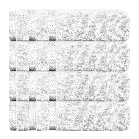OLIVIA ROCCO Belmont Viscose Stripe White Towels 100 Percent Cotton Hotel Quality Super Absorbent 10 Piece Bale Set 4 Hand Towels 12 Face Cloths