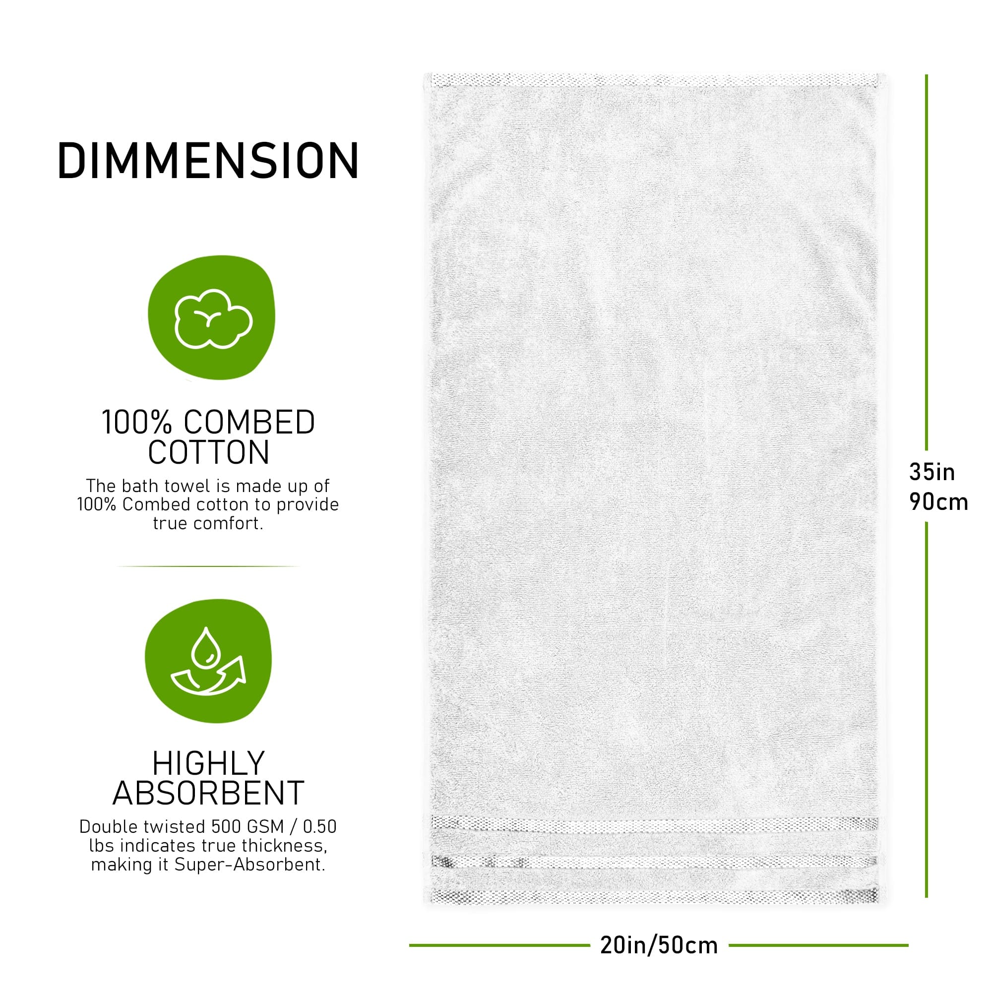 OLIVIA ROCCO Belmont Viscose Stripe White Towels 100 Percent Cotton Hotel Quality Super Absorbent 10 Piece Bale Set 4 Hand Towels 12 Face Cloths