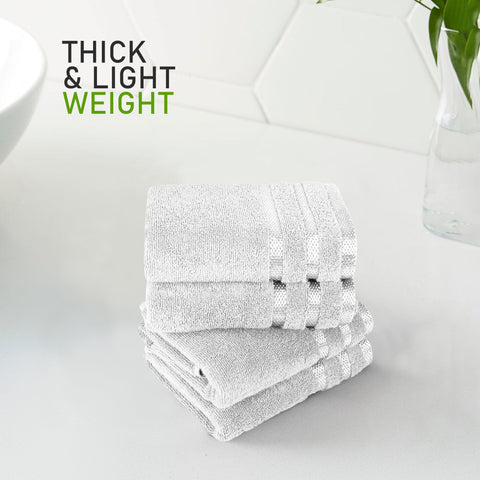 OLIVIA ROCCO Belmont Viscose Stripe White Towels 100 Percent Cotton Hotel Quality Super Absorbent 10 Piece Bale Set 4 Hand Towels 12 Face Cloths