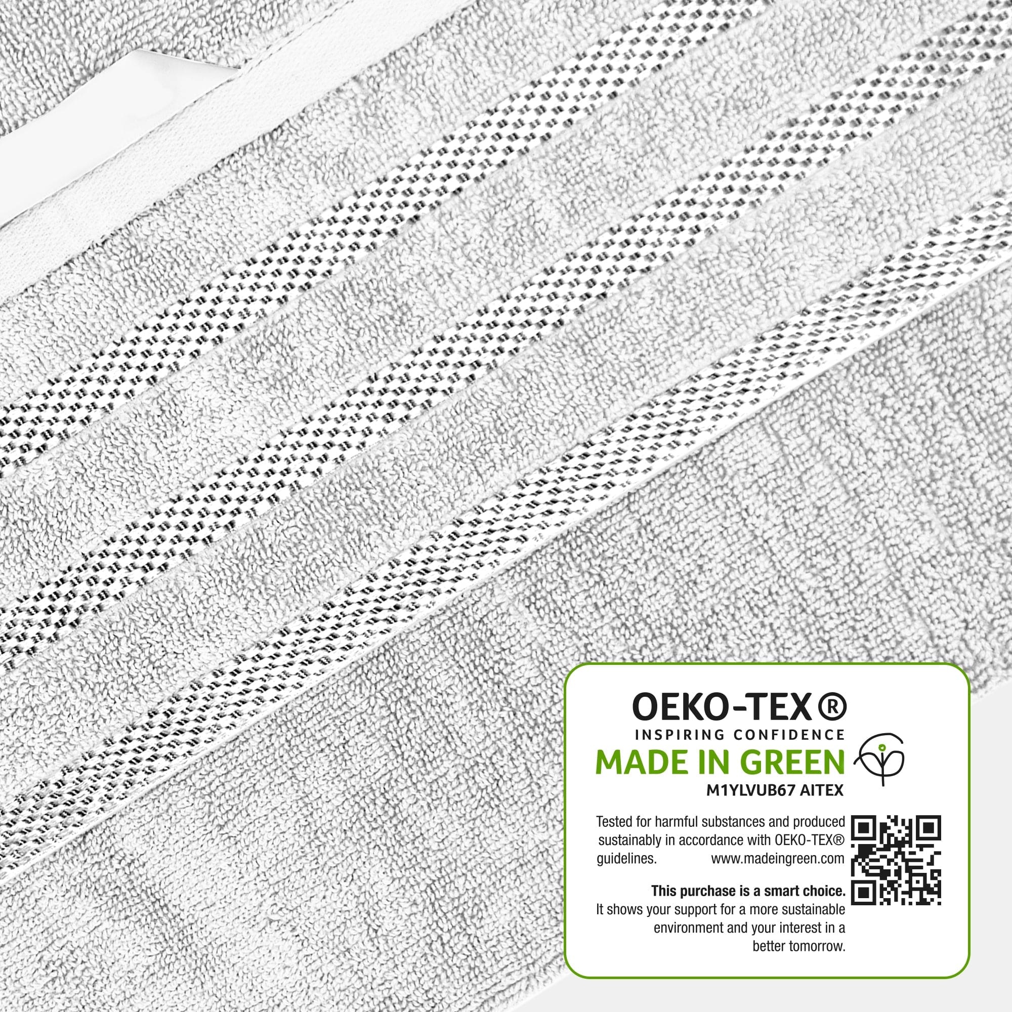 OLIVIA ROCCO Belmont Viscose Stripe White Towels 100 Percent Cotton Hotel Quality Super Absorbent 10 Piece Bale Set 4 Hand Towels 12 Face Cloths