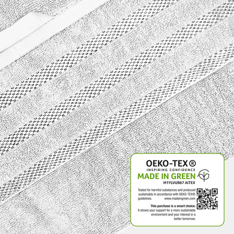 OLIVIA ROCCO Belmont Viscose Stripe White Towels 100 Percent Cotton Hotel Quality Super Absorbent 10 Piece Bale Set 4 Hand Towels 12 Face Cloths