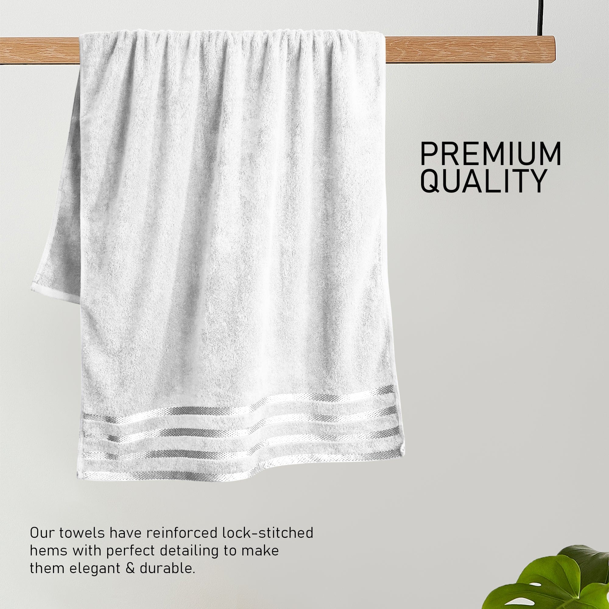 OLIVIA ROCCO Belmont Viscose Stripe White Towels 100 Percent Cotton Hotel Quality Super Absorbent 10 Piece Bale Set 4 Hand Towels 12 Face Cloths