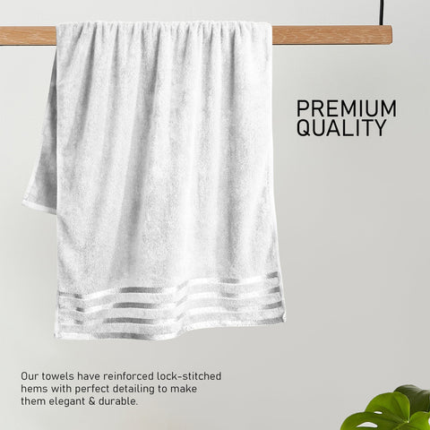 OLIVIA ROCCO Belmont Viscose Stripe White Towels 100 Percent Cotton Hotel Quality Super Absorbent 10 Piece Bale Set 4 Hand Towels 12 Face Cloths